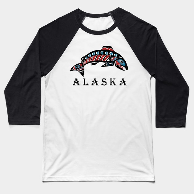 Alaska Pride, salmon Baseball T-Shirt by Featherlady Studio